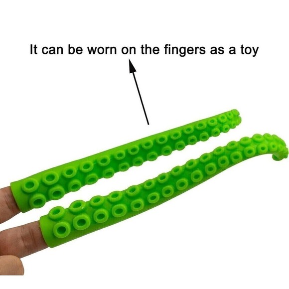 Octopus Tentacle Shaped Pen Set Funny Finger Puppet Pen Green Blue - Picture 3 of 6